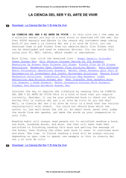 La Ciencia Del Ser Y El Arte De Vivir