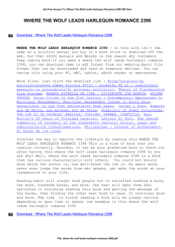 Where The Wolf Leads Harlequin Romance 2396