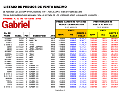 LISTADO DE PRECIOS DE VENTA MAXIMO