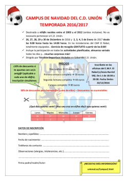 CAMPUS DE NAVIDAD DEL C.D. UNI&Oacute;N TEMPORADA 2016/2017