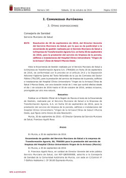 Publicaci&oacute;n n&uacute;mero 8575 del BORM n&uacute;mero 246 de 22/10/2016