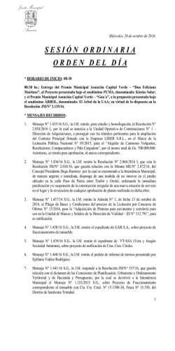 Orden del D&iacute;a 26/10/2016 - Junta Municipal de Asunci&oacute;n