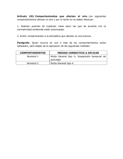 Art&iacute;culo 102. Comportamientos que afectan el aire. Los siguientes