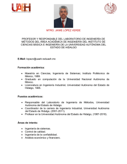 MTRO. JAIME L&Oacute;PEZ VERDE PROFESOR Y RESPONSABLE DEL