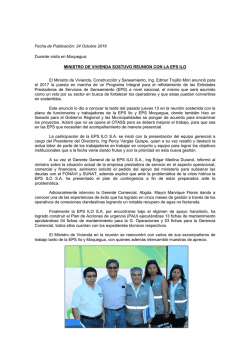 MINISTRO DE VIVIENDA SOSTUVO REUNION CON LA EPS ILO El