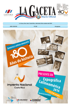 LA GACETA N&deg; 205 de la fecha 26 10 2016