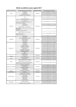 Oferta acad&eacute;mica para agosto 2017