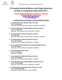 El Consulado General de M&eacute;xico en San Diego ofrecer&aacute; sus