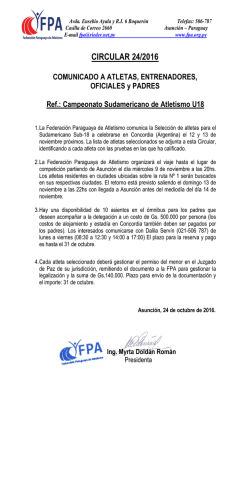C. 24 &ndash; 24/10/2016 Campeonato Sudamericano de Atletismo U18