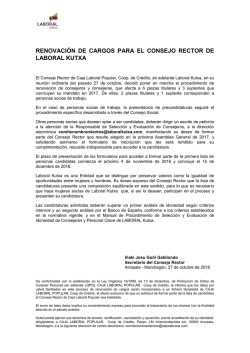 Renovaci&oacute;n de cargos para el consejo rector