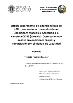 Estudio(experimental(de(la(funcionalidad(del( tr&aacute;fico(en(carreteras