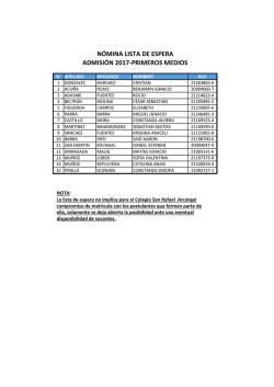 Lista de Espera Admisi&oacute;n 2017