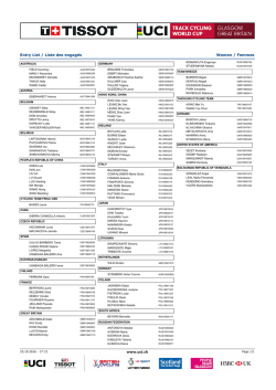 Women / Femmes Entry List / Liste des engag&eacute;s