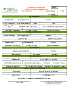 NACIONAL PROGRAMA DE MOVILIDAD Formato de Datos