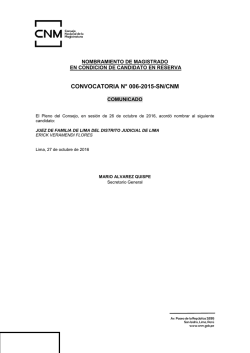 CONVOCATORIA N&deg; 006-2015