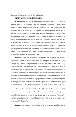 Santiago, diecisiete de junio de dos mil quince. VISTO Y TENIENDO