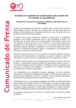 Leer Comunicado de Prensa de FeSP-UGT. - FETE