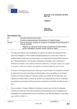 13924/16 chc/MMP/ml 1 DG G 2B 1. El C&oacute;digo de conducta sobre