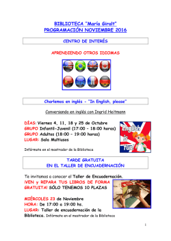 BIBLIOTECA &ldquo;Mar&iacute;a Giralt&rdquo; PROGRAMACI&Oacute;N