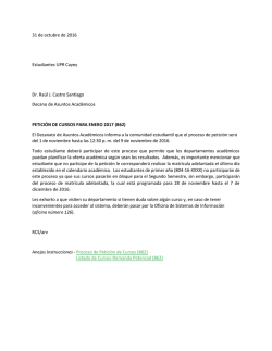 31 de octubre de 2016 Estudiantes UPR Cayey Dr. Ra&uacute;l