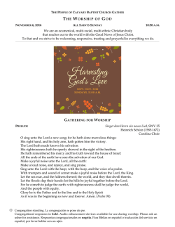 the worship of god - Calvary Baptist Church