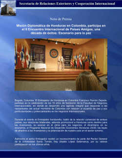 Bogot&aacute;, Colombia. El Embajador de Honduras en Colombia