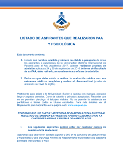 listado de aspirantes que realizaron paa y psicol&oacute;gica