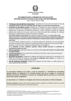Documentaci&oacute;n solicitada - Consolato Generale