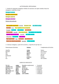 ACTIVIDADES. SINTAGMAS 1. Analiza los siguientes sintagmas