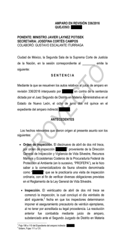 amparo en revisi&oacute;n 336/2016 quejoso