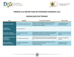 premio a la mejor tesis de posgrado durango 2016