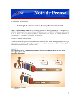 (NOTAS DE PRENSA ESTAD&Iacute;STICA) El municipio de Oruro