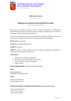 Jornada de tecnificaci&oacute;n deportiva FAMU. Sector velocidad y relevos