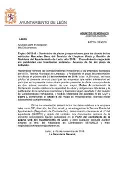 ANUNCIO PERFIL FIN LICITACI&Oacute;N NEGOCIADO piezas Mercedes