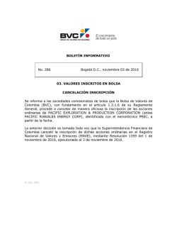 BOLET&Iacute;N INFORMATIVO No. 286 Bogot&aacute; D.C., noviembre 03 de