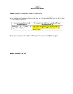 ADENDA 1 Proceso A2016-000265 OBJETO: Vigilancia