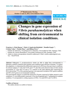 Changes in gene expression of Vibrio parahaemolyticus when