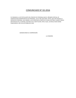 COMUNICADO N&deg; 02-2016