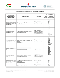 Lista de mataderos frigor&iacute;ficos y sala de cortes de
