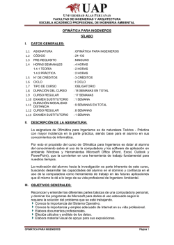 OFIM&Aacute;TICA PARA INGENIEROS S&Iacute;LABO I. DATOS GENERALES: II