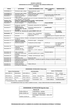 CRONOGRAMA DE NIVELACION Segunda etapa Viernes 18 6:30 a