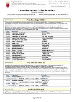 Listado De Incidencias De Secundaria