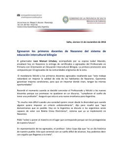 Egresaron los primeros docentes de Nazareno del sistema de