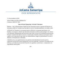 (608) 267-7669 Rep. JoCasta Zamarripa: &laquo;Gracias Veteranos