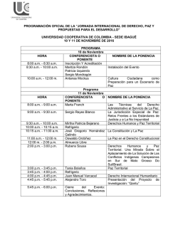 programaci&oacute;n oficial de la &ldquo;jornada internacional de derecho, paz y