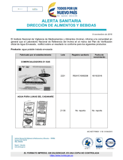 ALERTA SANITARIA: Presencia de pseudomona aeruginosa en agua