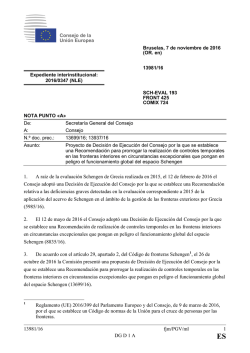 13981/16 fjm/PGV/ml 1 DG D 1 A 1. A ra&iacute;z de la evaluaci&oacute;n