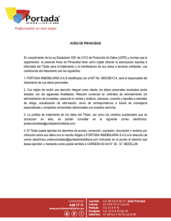 Aviso de privacidad - Portada Inmobiliaria