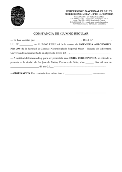 constancia de alumno regular - Universidad Nacional de Salta