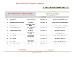 Polic&iacute;a Industrial Bancaria del Estado de Hidalgo III. DIRECTORIO